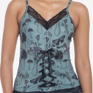 Disney Peter Pan tinker bell mushroom lace up cami size 1 like new